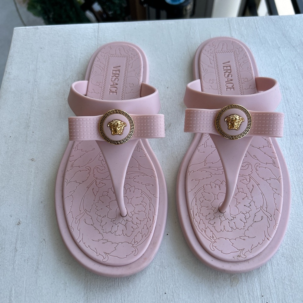 Versace Light Pink Medusa Flip Flops